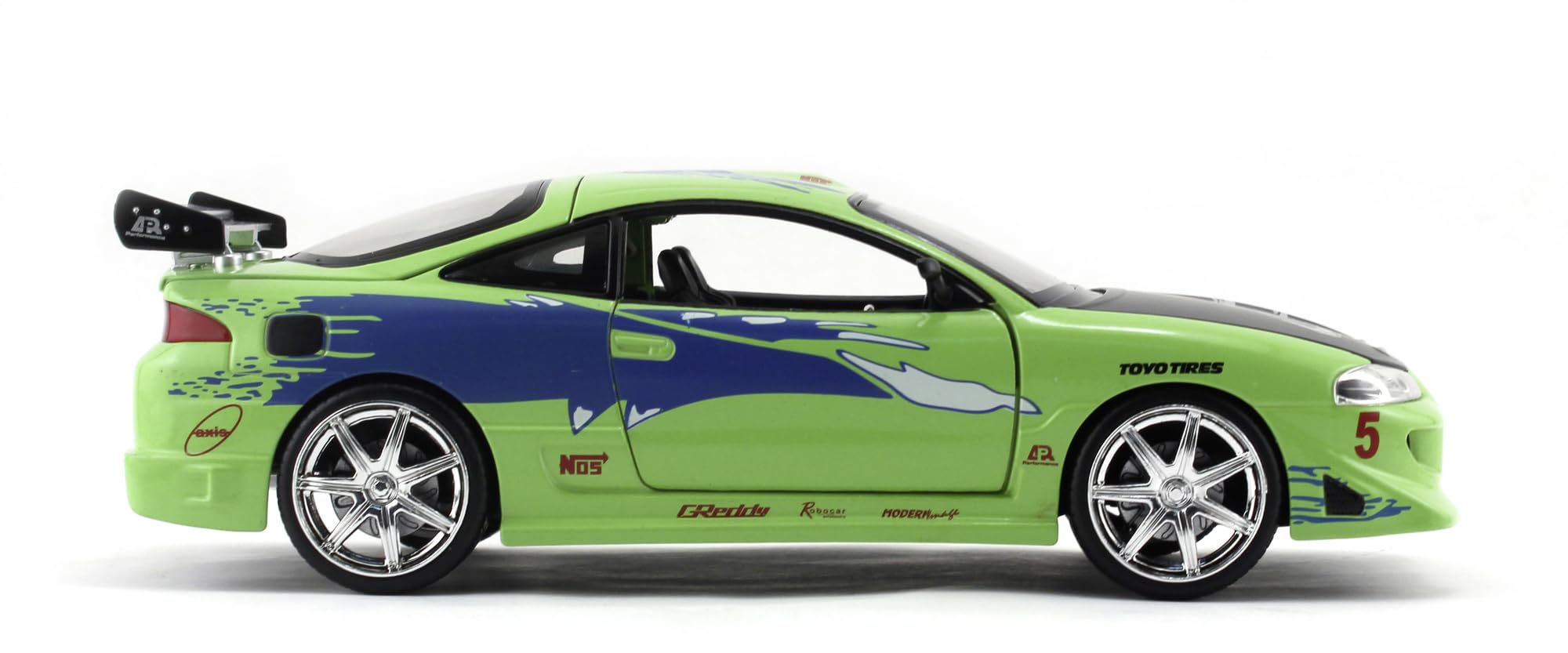 Jada Fast & Furious 1995 Mitsubishi Eclipse 1:24 Die-Cast Model Car | Green Metal 4