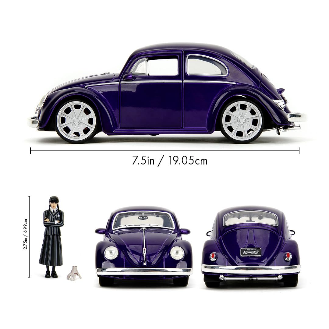 Jada Toys The Addams Family - Wednesday Addams 1972 Volkswagen Beetle Die-Cast Vehicle with Figure 3