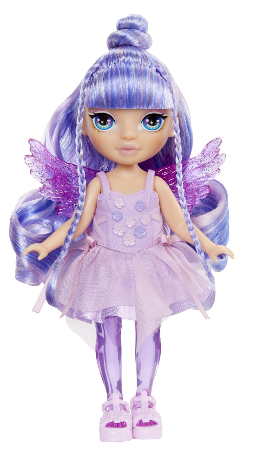 Rainbow High Littles Rainbow Fantasy Fairies & Pet - Amethyst, Purple - 14cm Posable Small Doll & Fantasy Pegasus Unicorn Pet with Interchangeable Fairy Wings, Cute Present for Children 4+