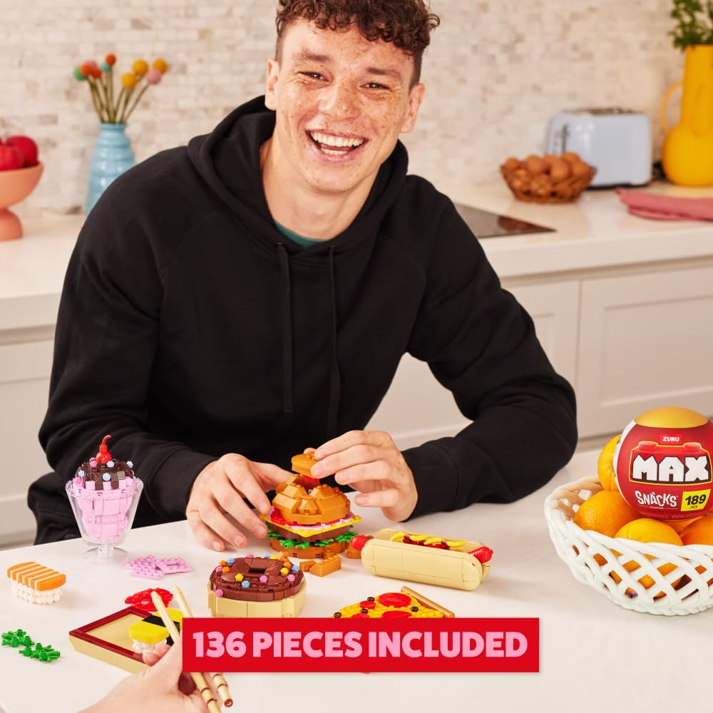 MAX Premium Snacks Building Bricks - Hamburger Collectible Toy Set for Ages 3+ 3
