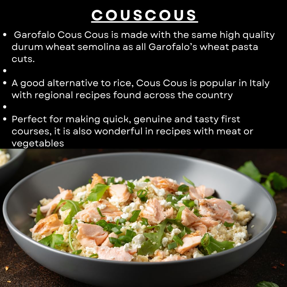Garofalo Medium Couscous Pasta, 1 kg - 100% Durum Wheat Semolina