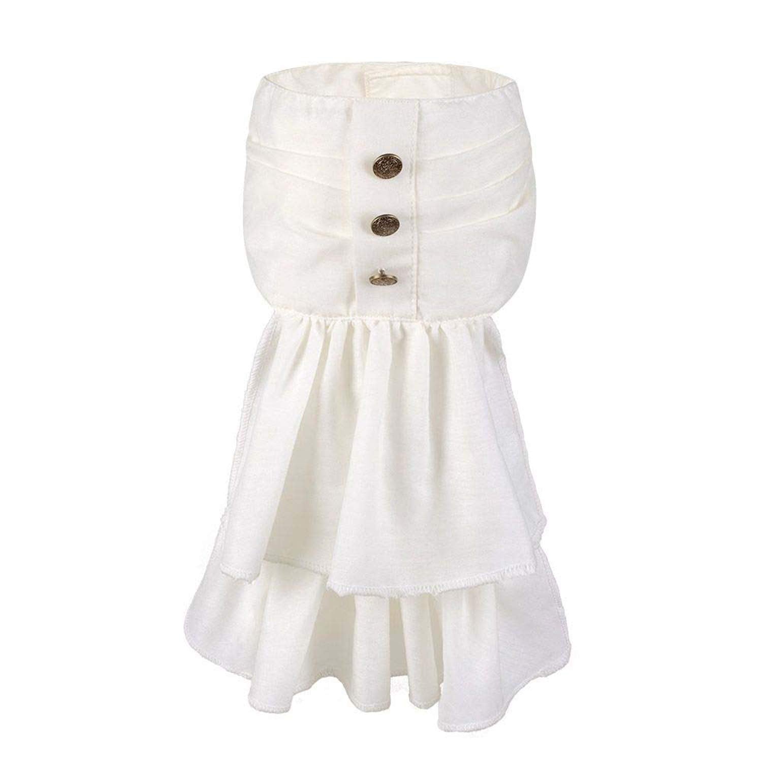 Boland White Jabot with Gold Buttons – Victorian Steampunk High Collar Neck Accessory