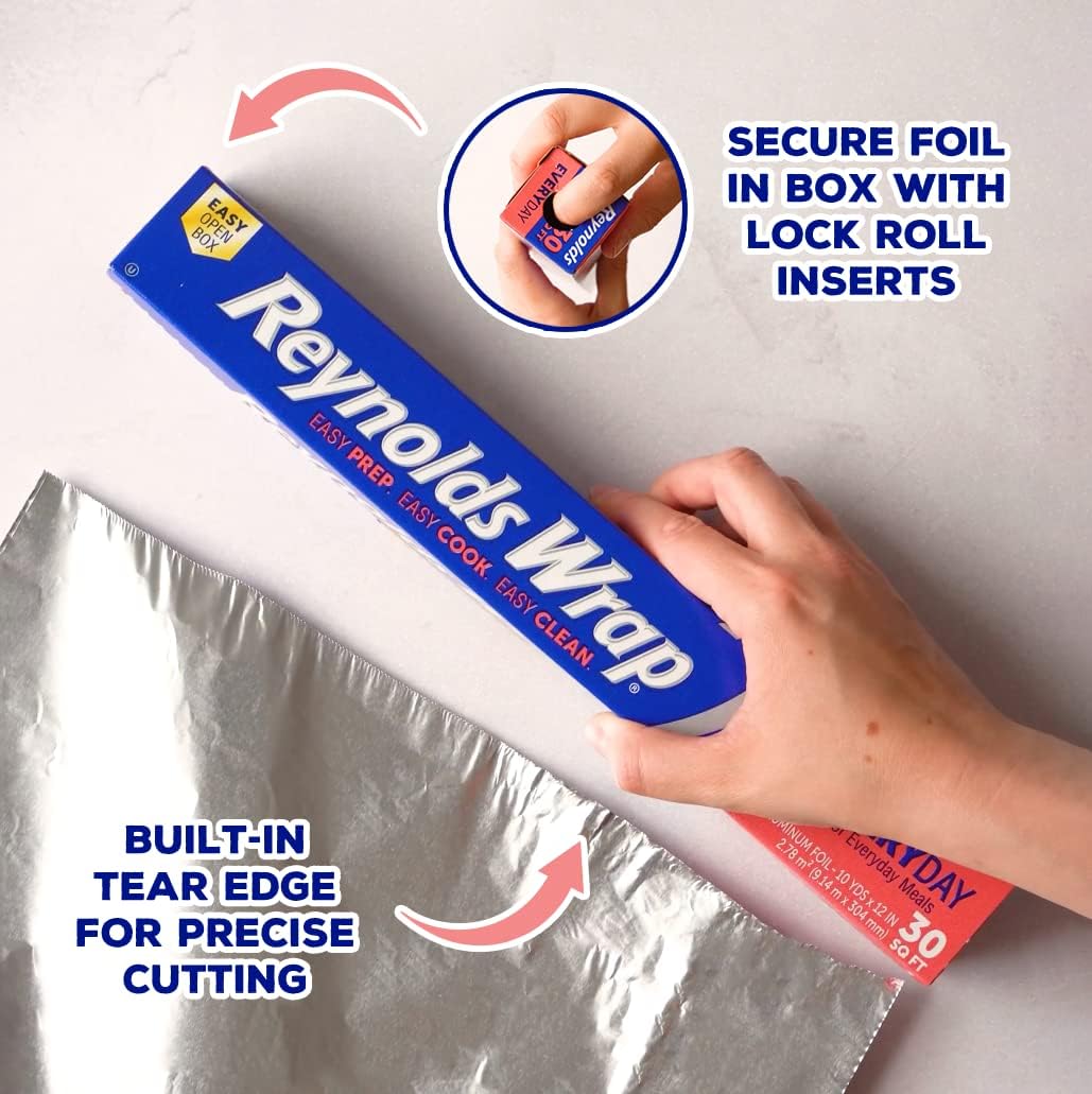 Reynolds Classic Kitchen Foil | 304mm x 9.14m Aluminium Foil Roll for Cooking, Baking & BBQ