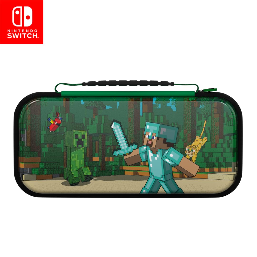 PDP Minecraft Forest Battle Travel Case Plus GLOW for Nintendo Switch Family | Green