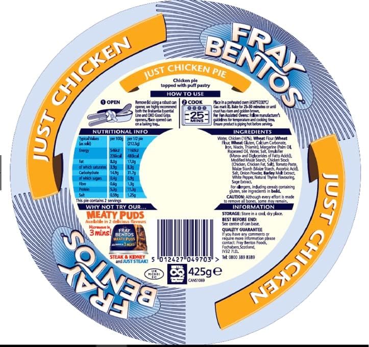 Fray Bentos Just Chicken Pie - Flaky Puff Pastry Lid | 425g Tin