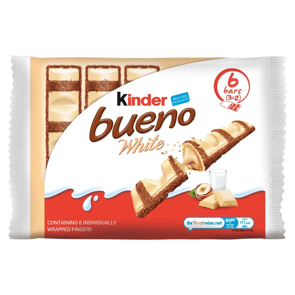 Kinder Bueno White Chocolate & Hazelnut Bars 6 Pack