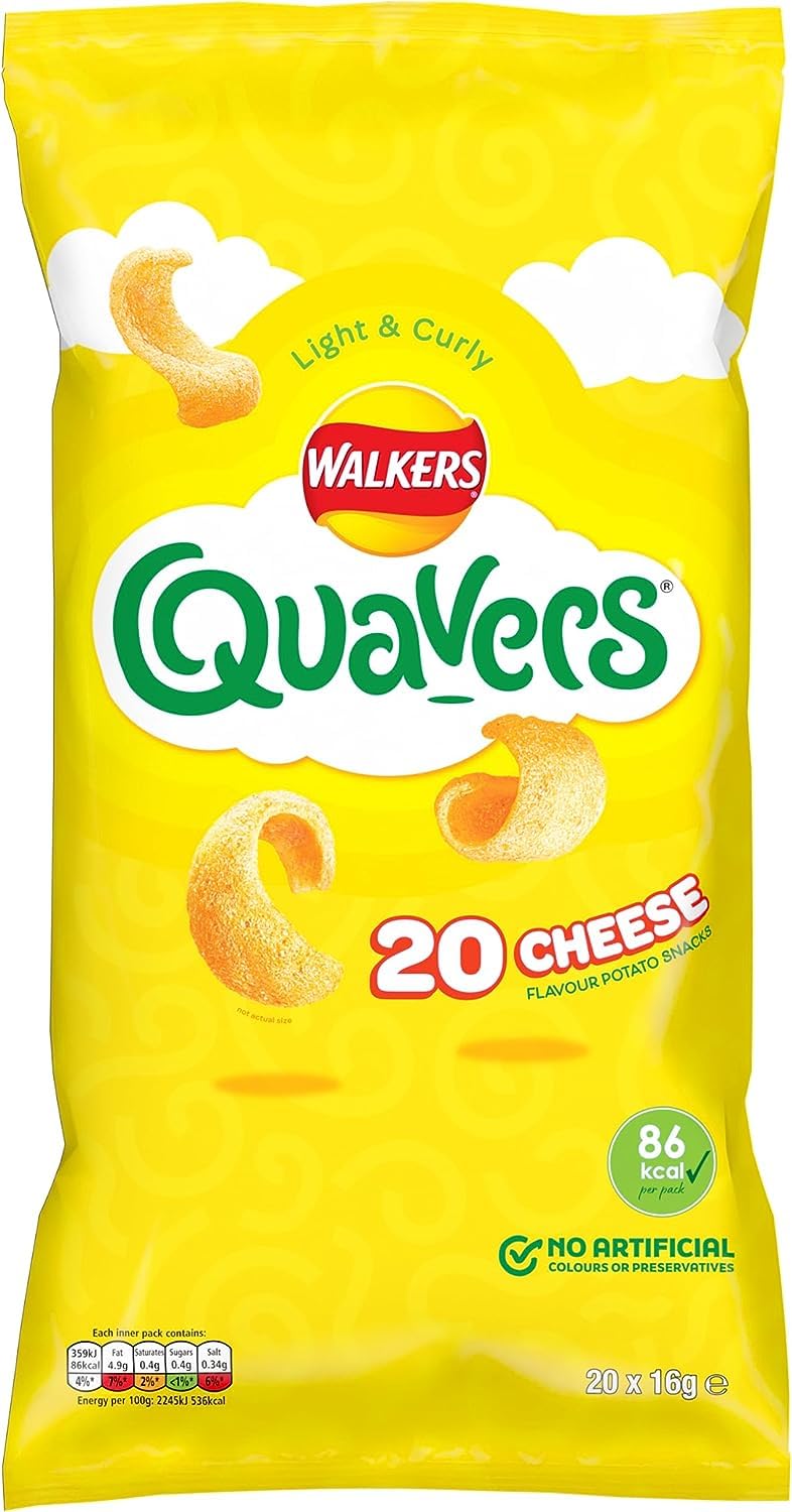 Walkers Quavers Cheese Flavour Snacks Multipack 20x16g 3