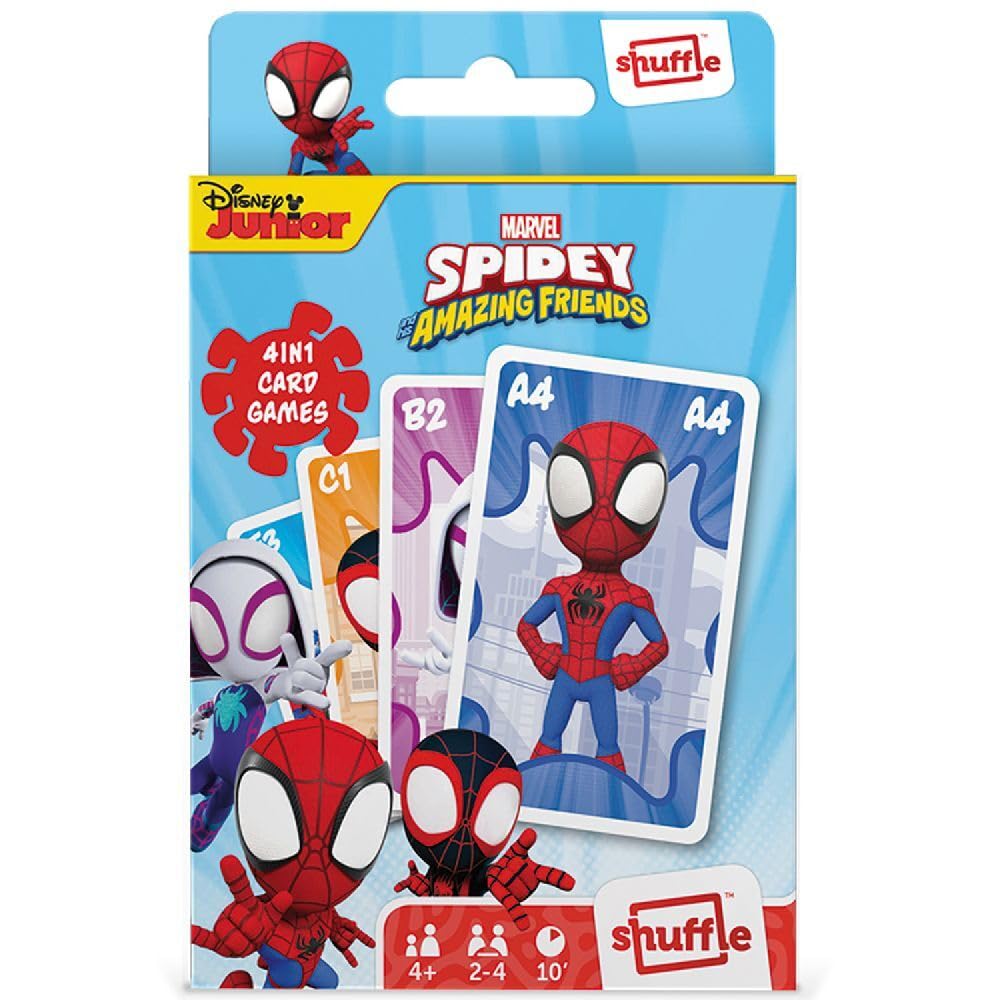 Shuffle Spidey and his Amazing Friends 4 in 1 Card Games | Ages 4+ | 2-4 Players