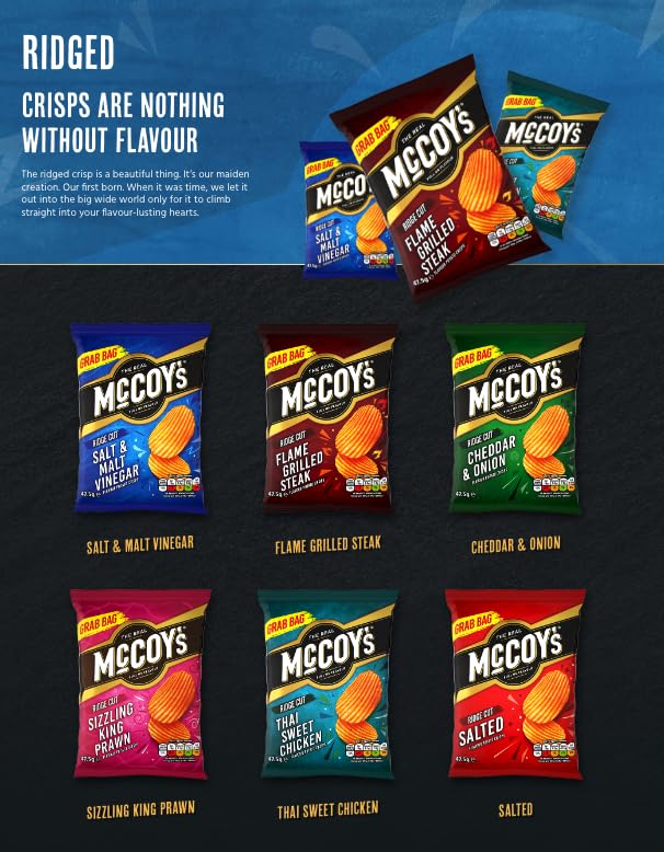 McCoys Salt & Malt Vinegar Grab Bag Crisps 45g (Multipack of 36) - Ridges Range 4
