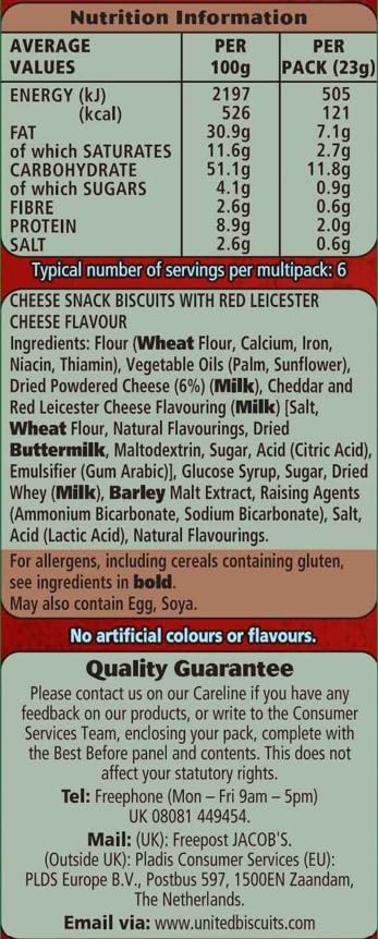 Jacob's Mini Cheddars Red Leicester Flavour Multipack Crisps, Oven-Baked with Real Cheese