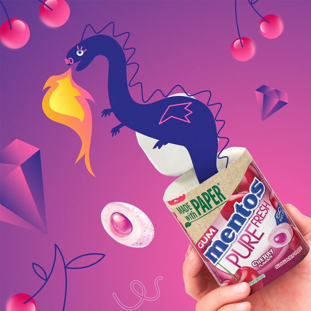 MENTOS Pure Fresh Sugar Free Chewing Gum - Cherry Flavor | 50 count (Pack of 6) 5