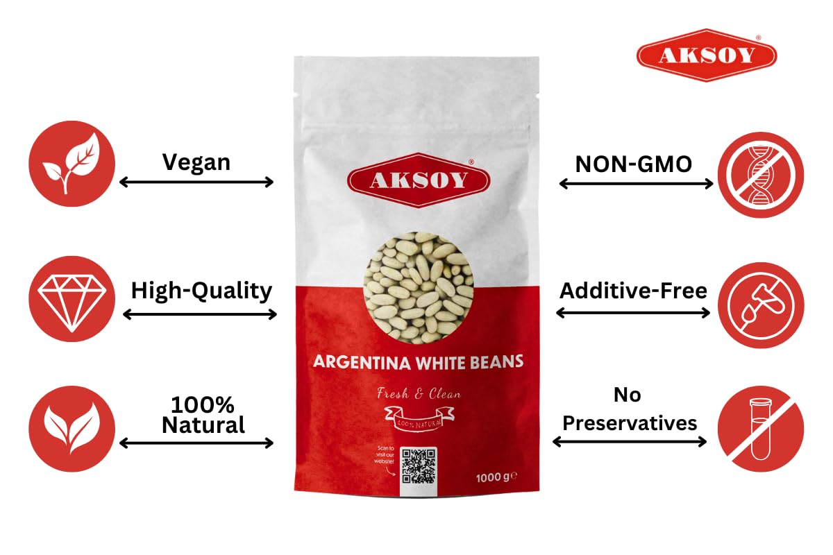 Aksoy Argentina White Beans 1KG - Premium White Beans for Stews, Soups, Salads & Casseroles 3