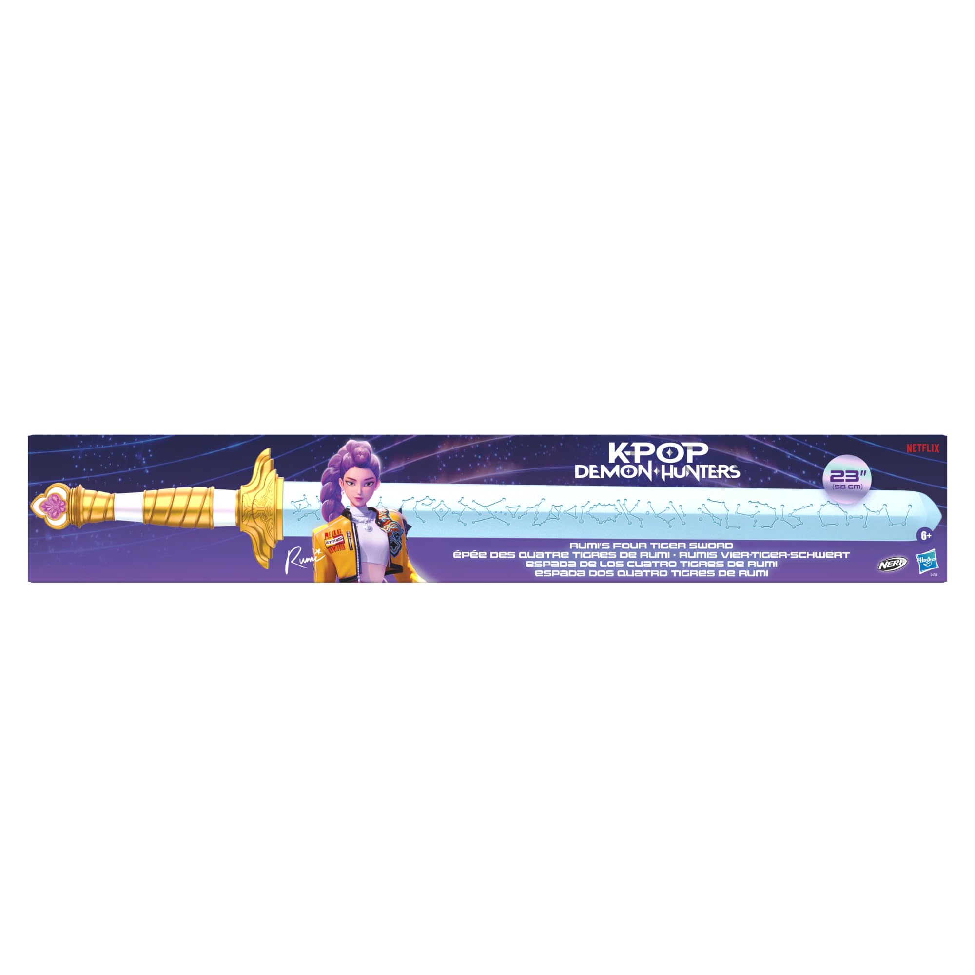 KPop Demon Hunters Nerf Rumi's Four Tiger Sword - Foam Blade, 24 Inches, Ages 6+