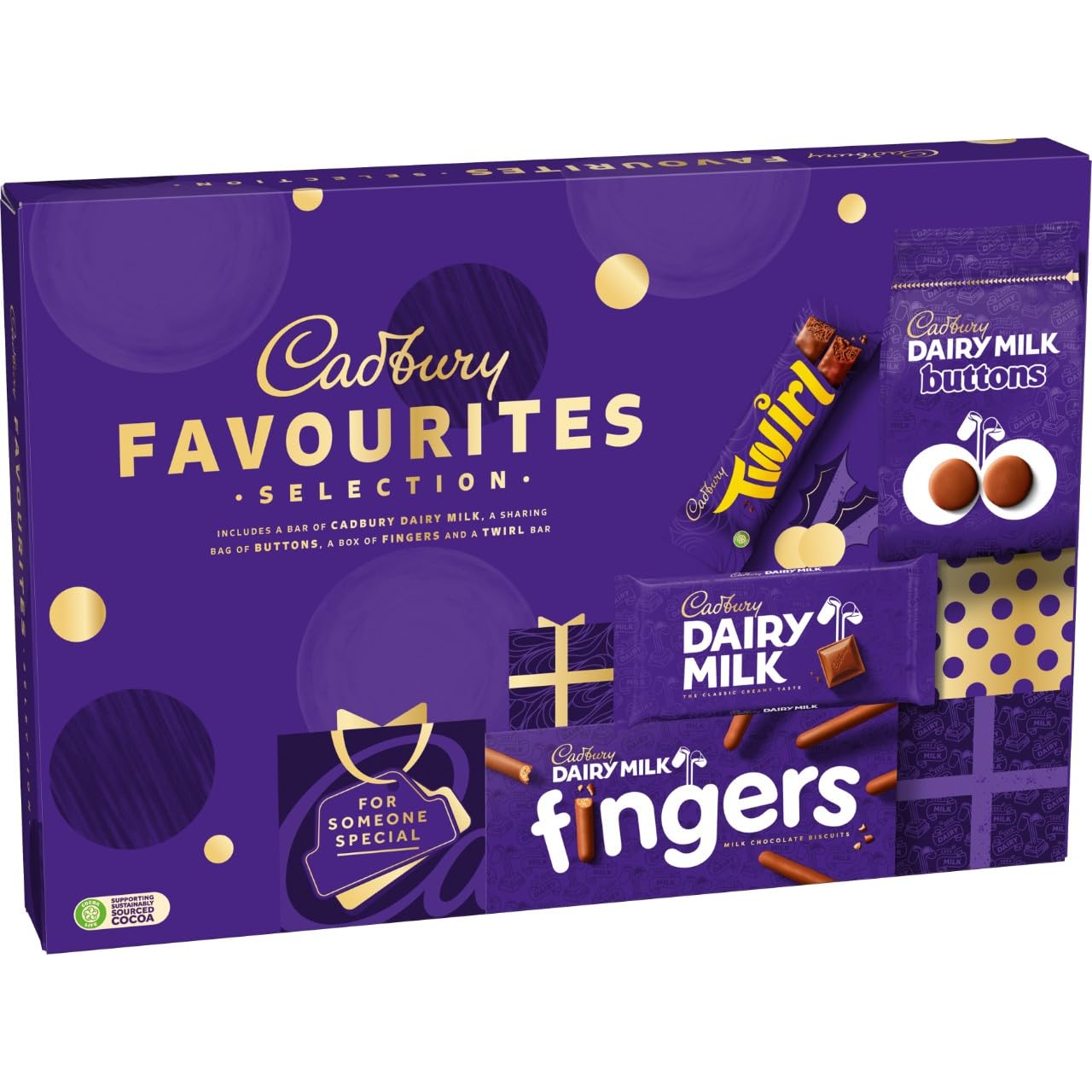 Cadbury Favourites Chocolate Selection Box, 351g, Christmas Gift with Dairy Milk Bars