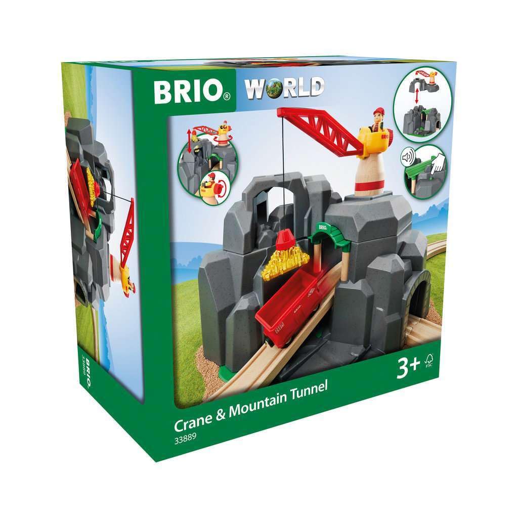 BRIO Crane and Mountain Tunnel Train Set with Sound Features for Kids 14