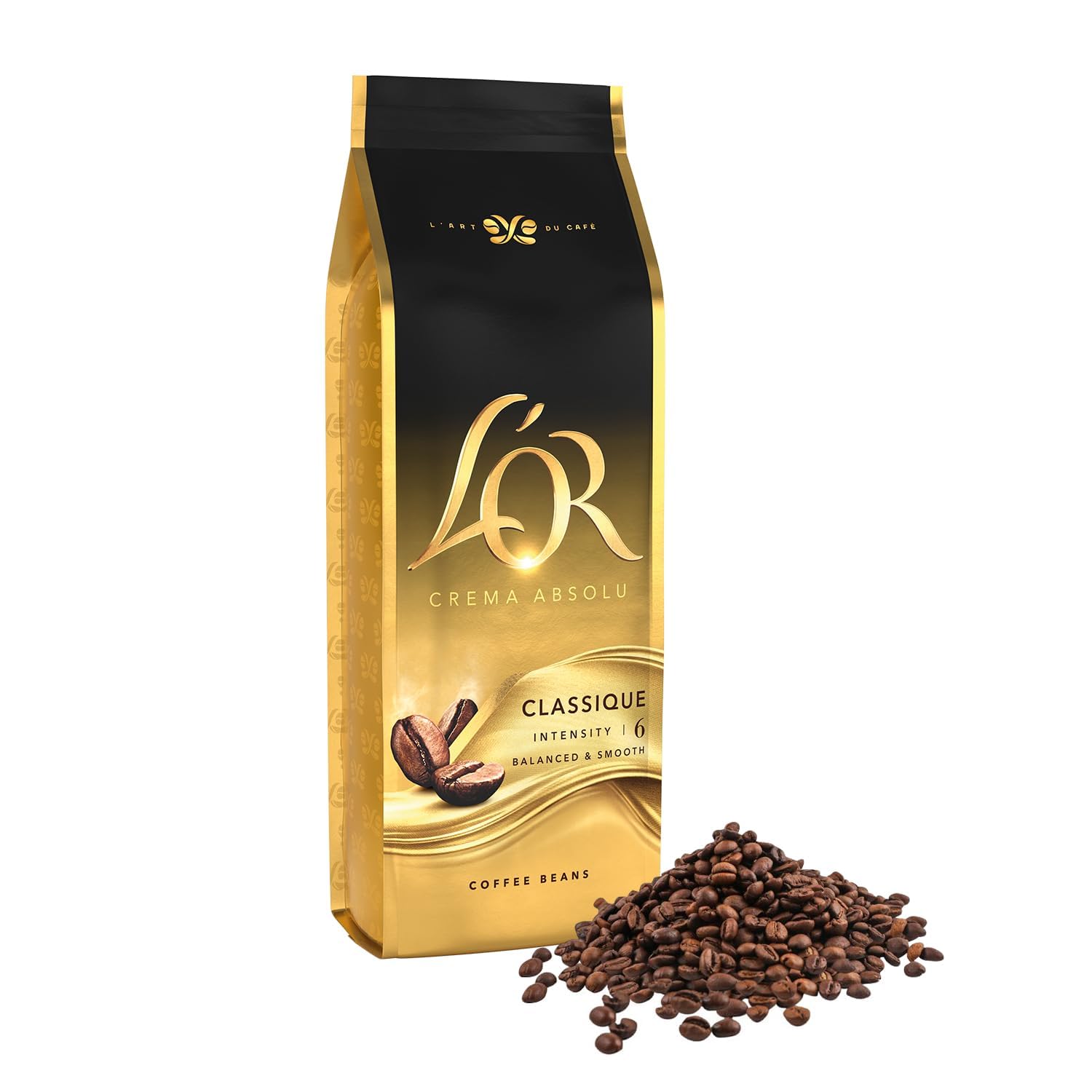 L'OR Crema Absolu Classique Coffee Beans 500g - Intensity 6, Balanced & Smooth with Citrus Notes