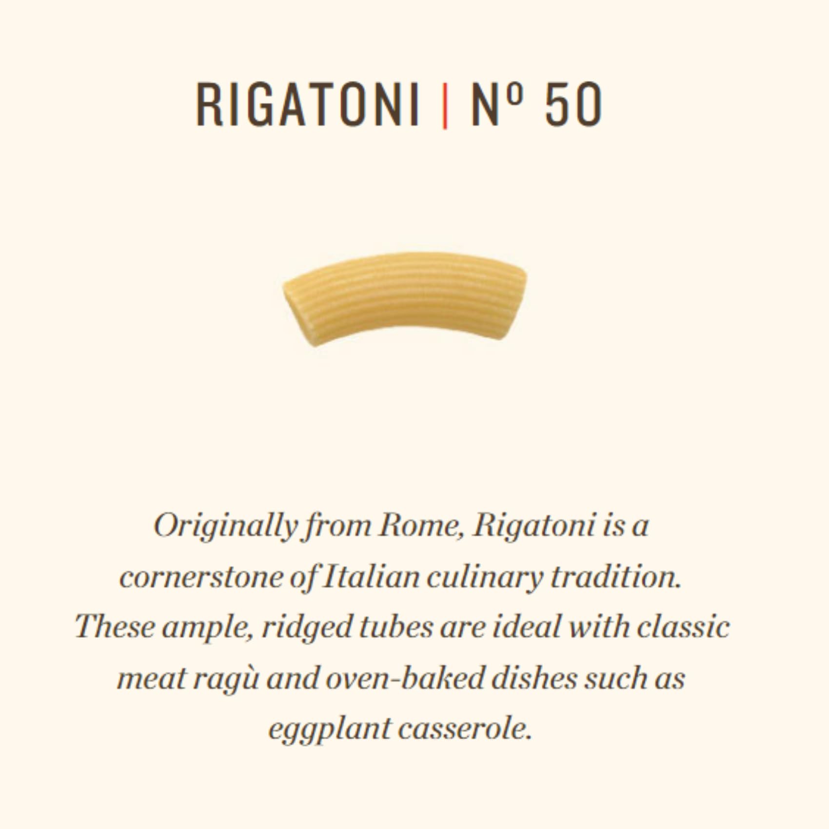 Rummo Rigatoni No. 50 - Italian Organic Tube Pasta, 500g
