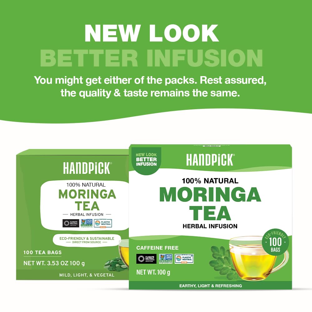 HANDPICK Moringa Tea Bags (100 Count) Non-GMO, Caffeine Free, Pure Moringa 5