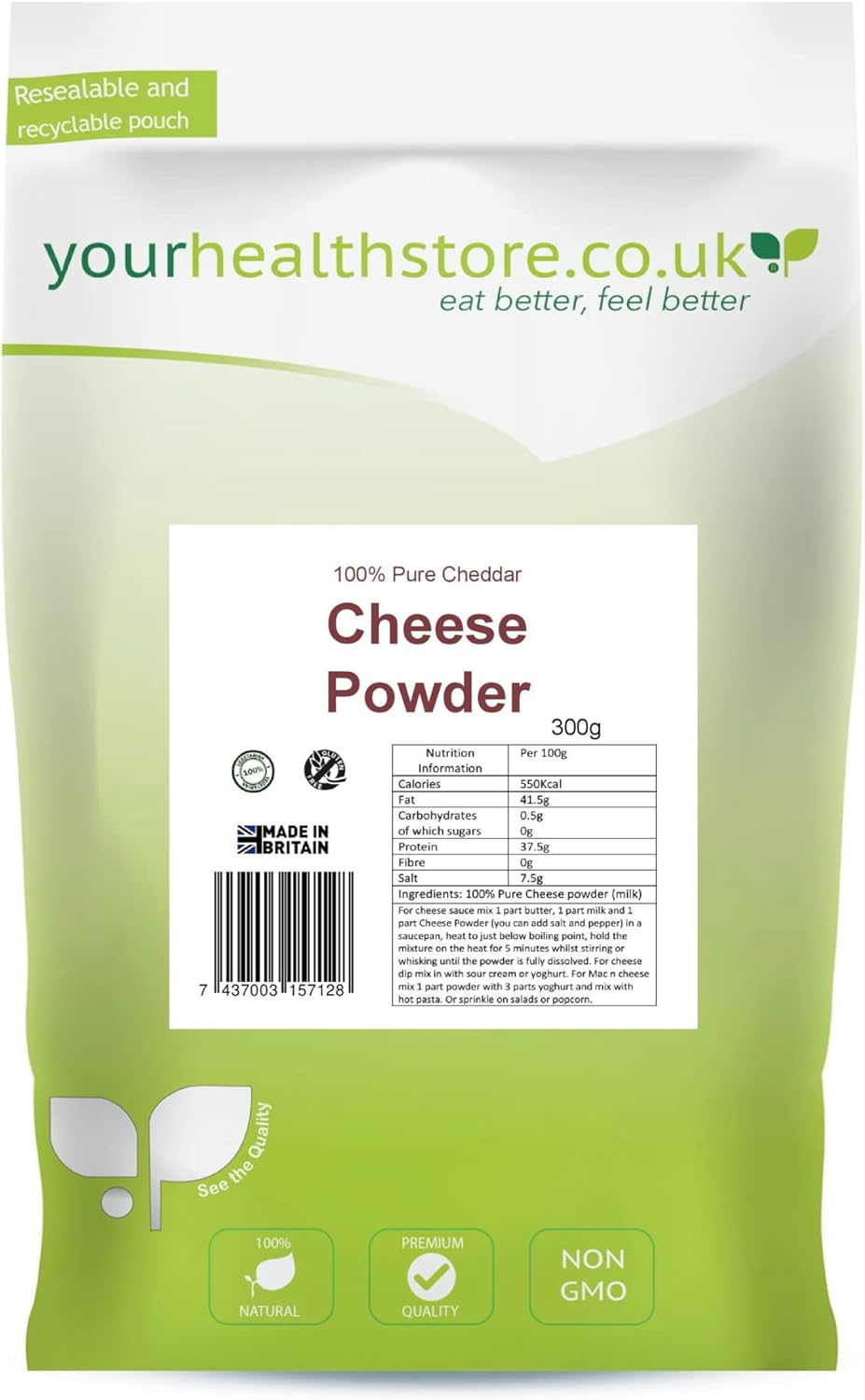 Yourhealthstore 100% Pure Cheddar Cheese Powder 300g