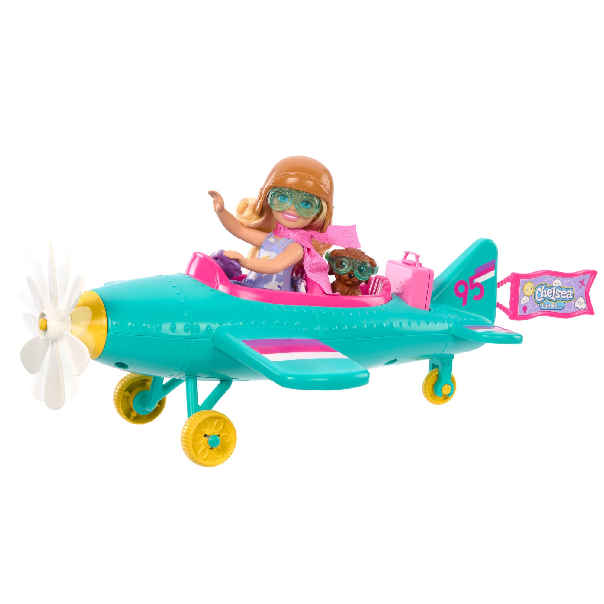 Barbie Chelsea Can Be… Doll & Plane Playset - Pilot Chelsea, Puppy, Spinner Propeller | Ages 3+
