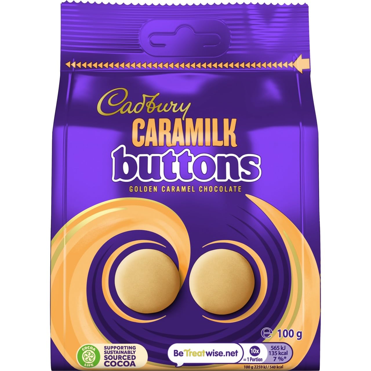 Cadbury Caramilk Golden Caramel Chocolate Buttons, Sharing Bag, 100g