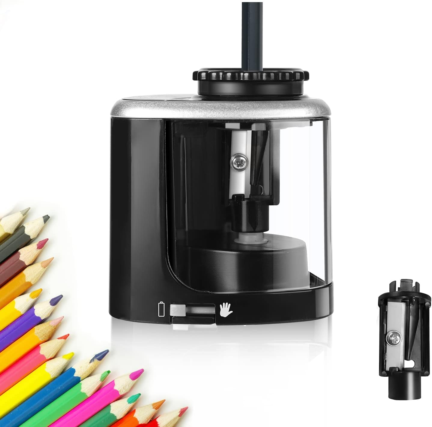 elzle Electric Pencil Sharpener - Dual Mode (Electric/Manual) | Fast 3-5 Sec Sharpening | Black 1
