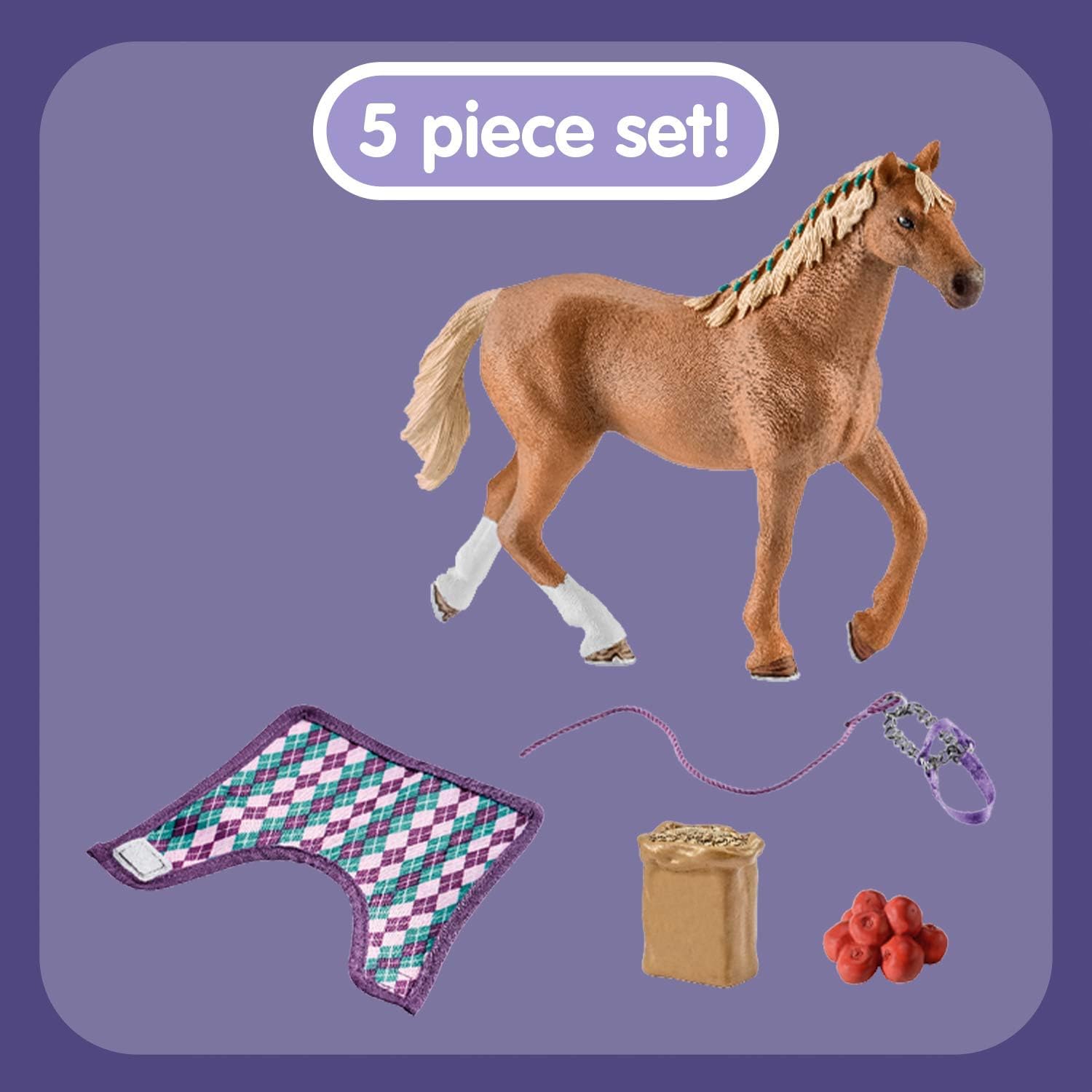 Schleich HORSE CLUB English Thoroughbred Horse Toy Set 42360 | 5-Piece Collectable Figurine Set 3