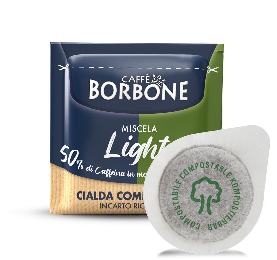 Caffè Borbone Light Coffee Blend Compostable Pods - 50% Less Caffeine - ESE Compatible dm 44 - Pack of 50
