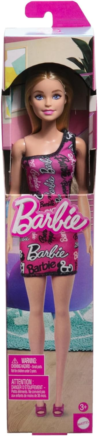 Barbie Fashion Doll with Straight Blonde Hair - Pink One-Shoulder Dress & Shoes
