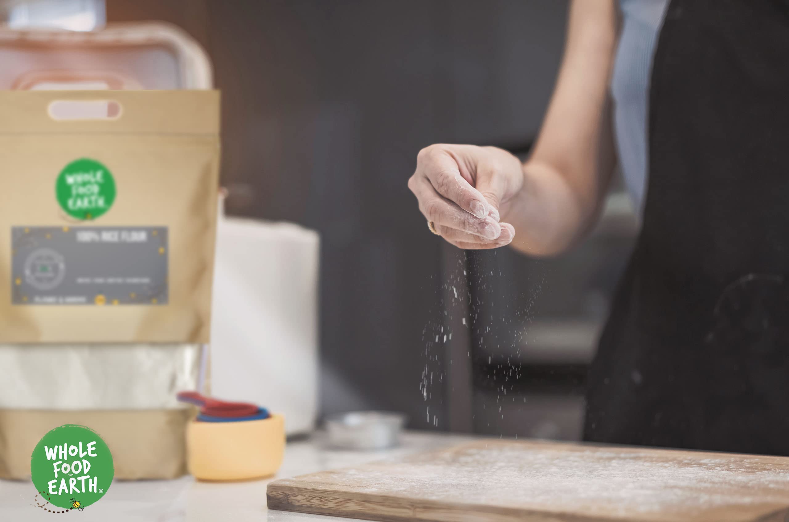 Wholefood Earth 100% Rice Flour 1 kg - GMO Free, Vegan, Recyclable Packaging