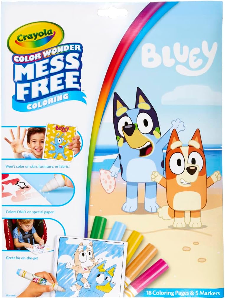 CRAYOLA - Bluey Colouring Mess-Free Book with 5 Markers 8