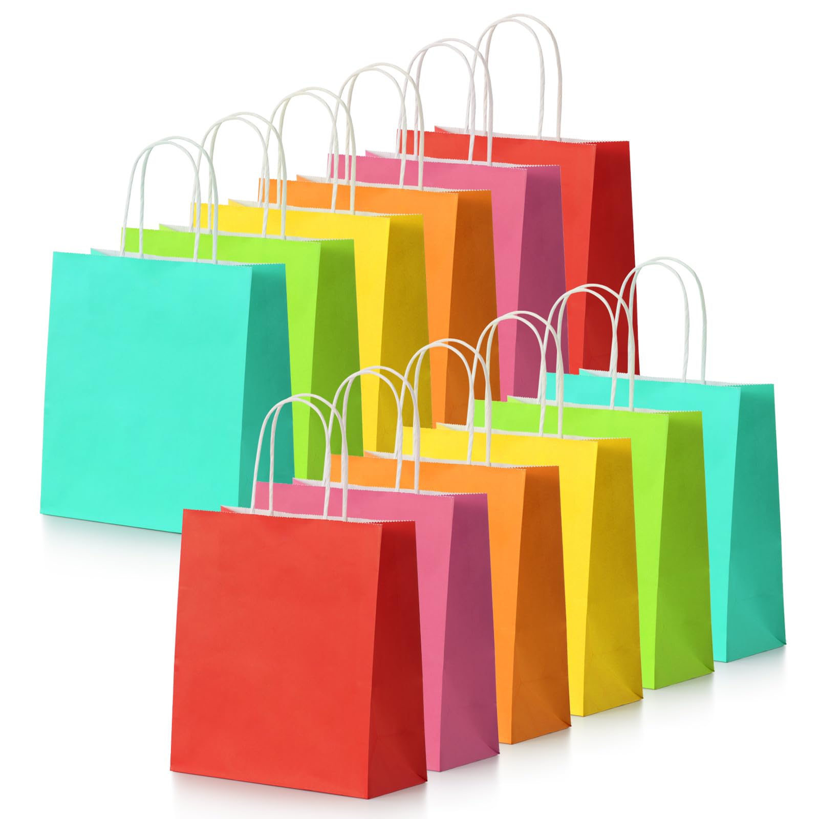 Parmedu Small Paper Gift Bags with Handles - 30 Pack, 8.7"x3.5"x7.9", Colorful Party Bags 1