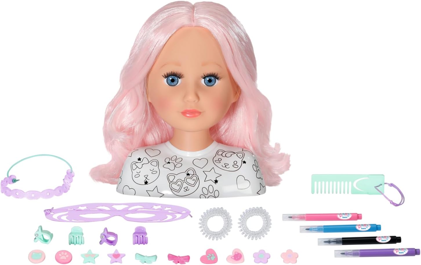 BABY born Styling Head Artist with Face Stencil and Hair Accessories