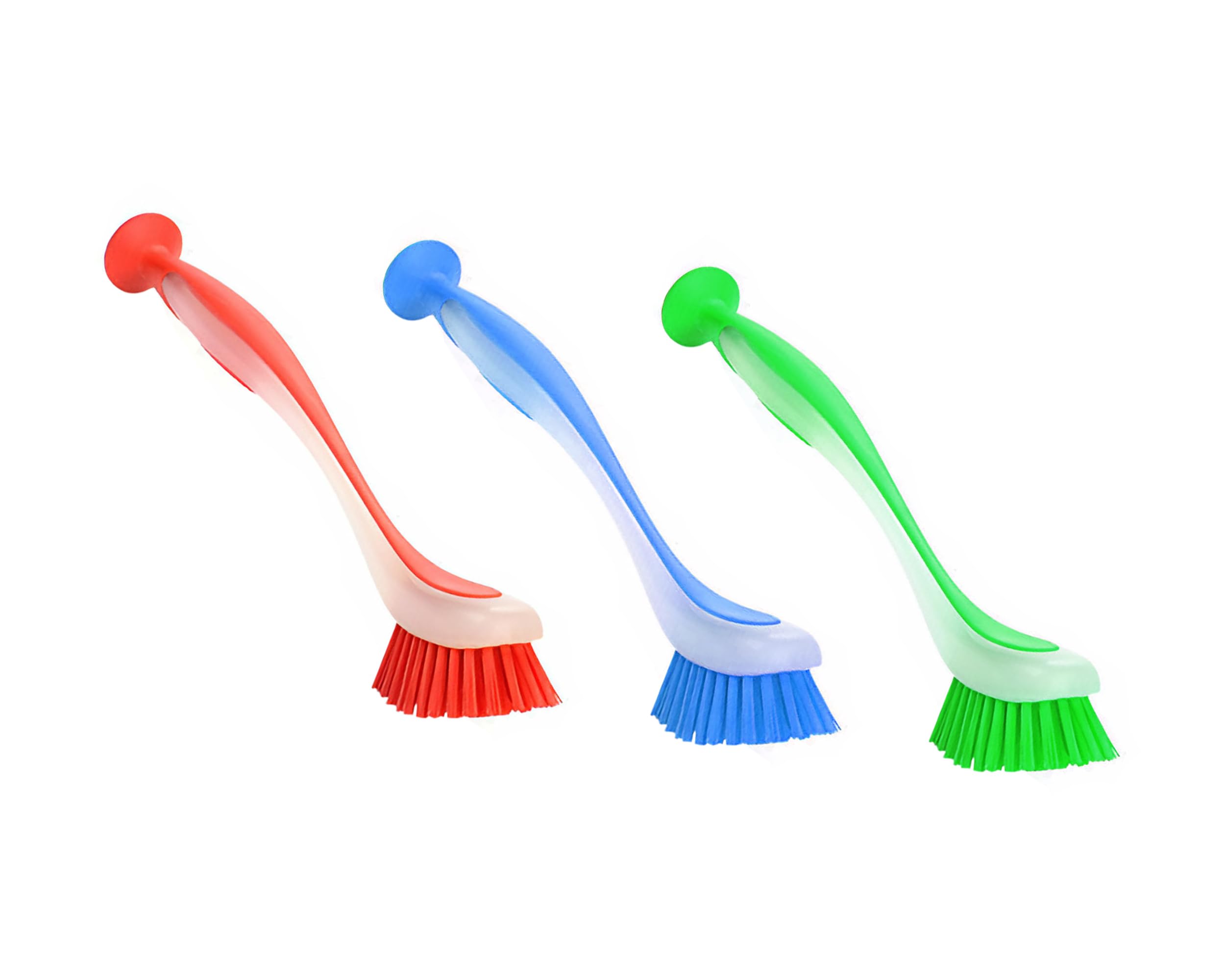 Zuvo - Plastic Long Handled Scrubbing Suction Cup Brush for Dish Wash