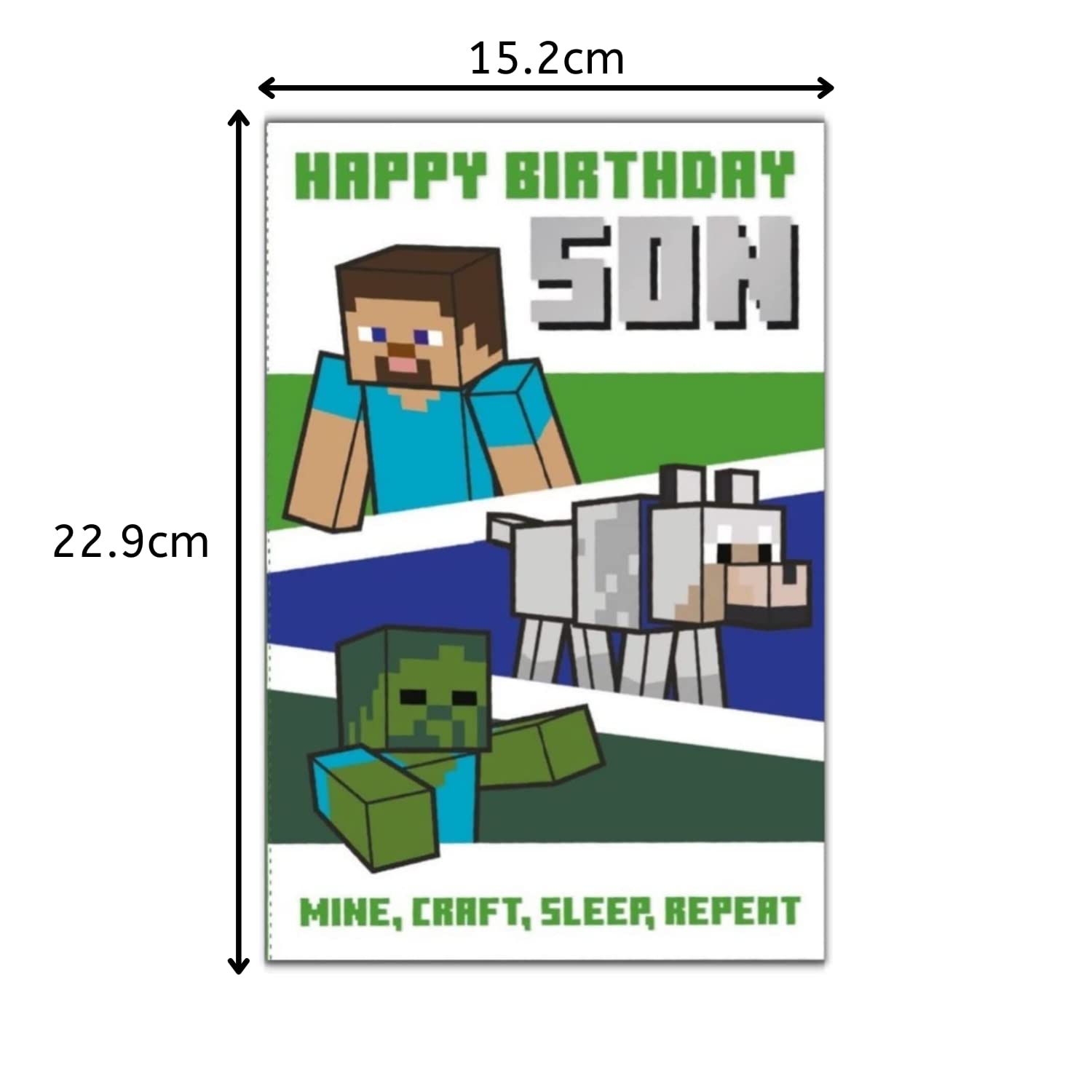 Danilo Promotions LTD Minecraft Son Birthday Card | 9 x 6 Inch Gaming Card 5
