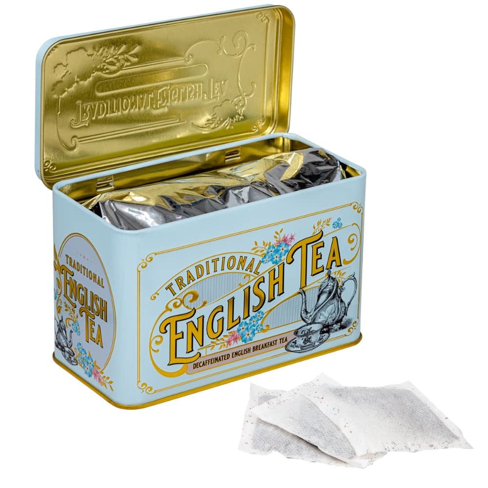 New English Teas Vintage Victorian Decaffeinated English Breakfast Tea Caddy - 40 Foil-Wrapped Teabags 13