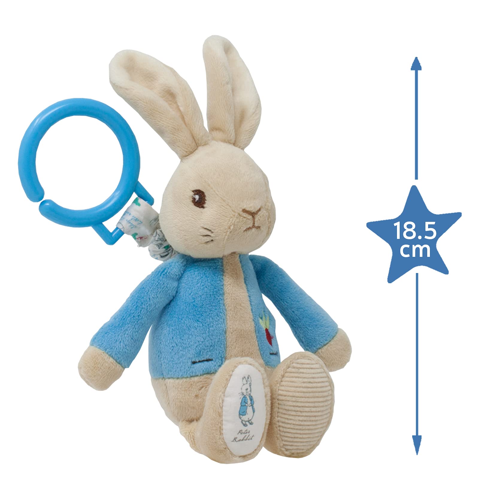 Rainbow Designs Peter Rabbit Jiggle Attachable Soft Toy - 21 cm, Multicolor, Unisex 3