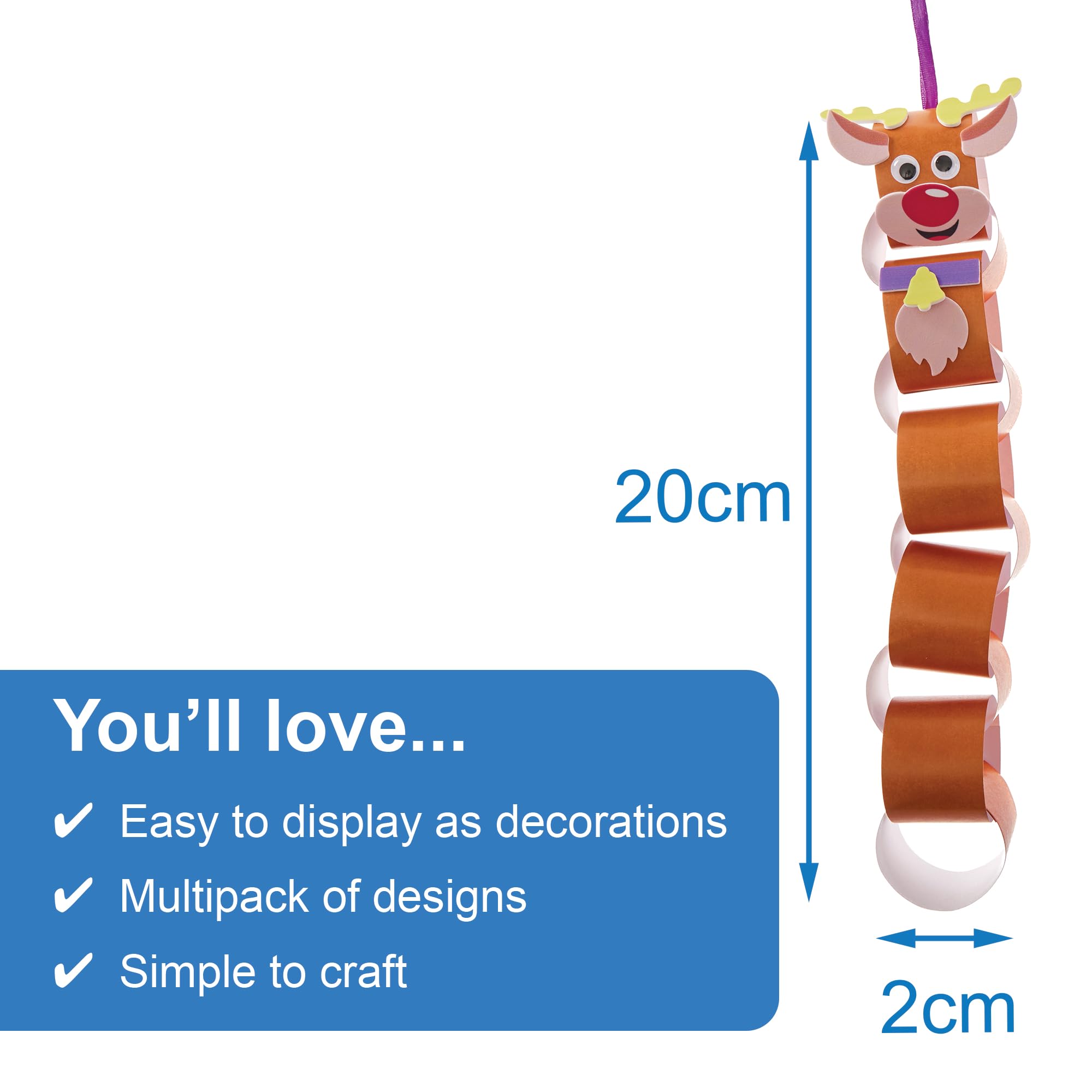 Baker Ross FN344 Christmas Characters Paper Chain Craft Kits - Pack of 4 (Santa, Reindeer, Snowman, Elf)