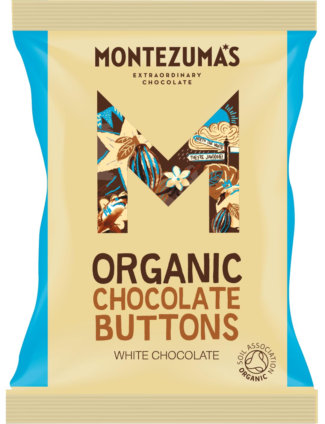 Montezuma Organic White Chocolate Buttons, Gluten-Free, 120g Bag