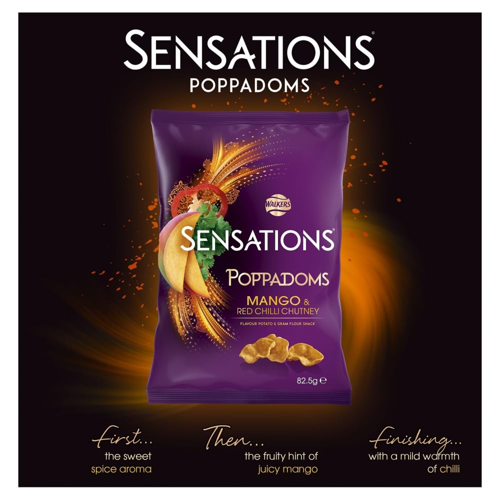 Walkers Sensations Mango & Chilli Chutney Sharing Poppadoms 82.5g