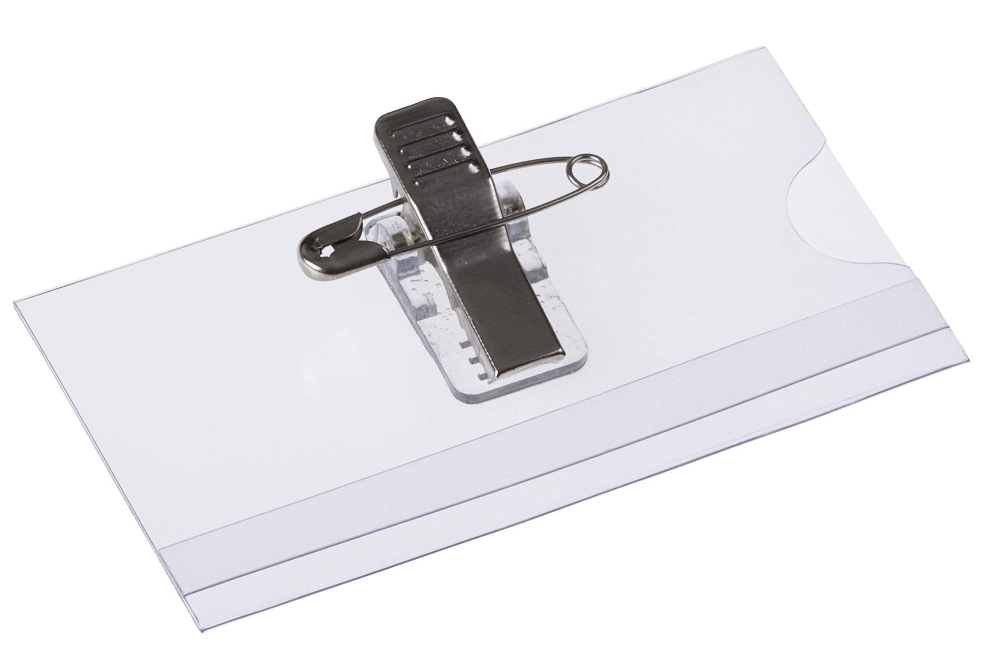 EUROPEL Name Badge Holders with Crocodile Clip, Safety Pin & Blank Card Insert Sheets (Pack of 24) | Horizontal ID Card Holder for School, Colleges, Offices & Corporate Event | 75 x 40 mm, 121260 3