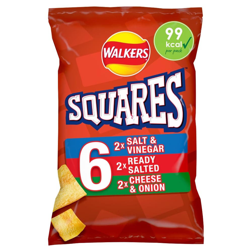 Walkers Squares Variety Multipack Snacks Crisps 6x22g