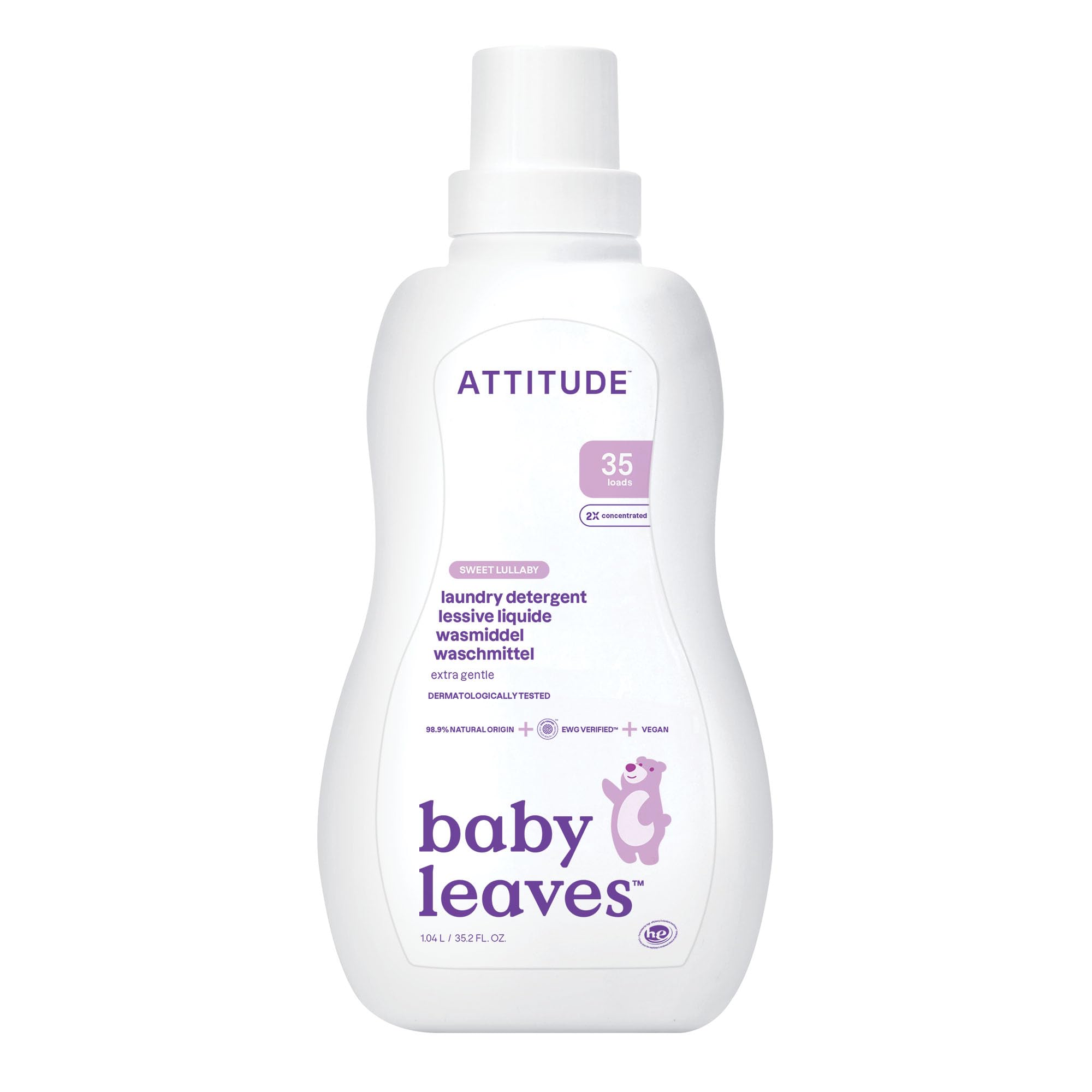 ATTITUDE Baby Laundry Detergent Liquid, EWG Verified, Sweet Lullaby Scent, 1.04 l 1