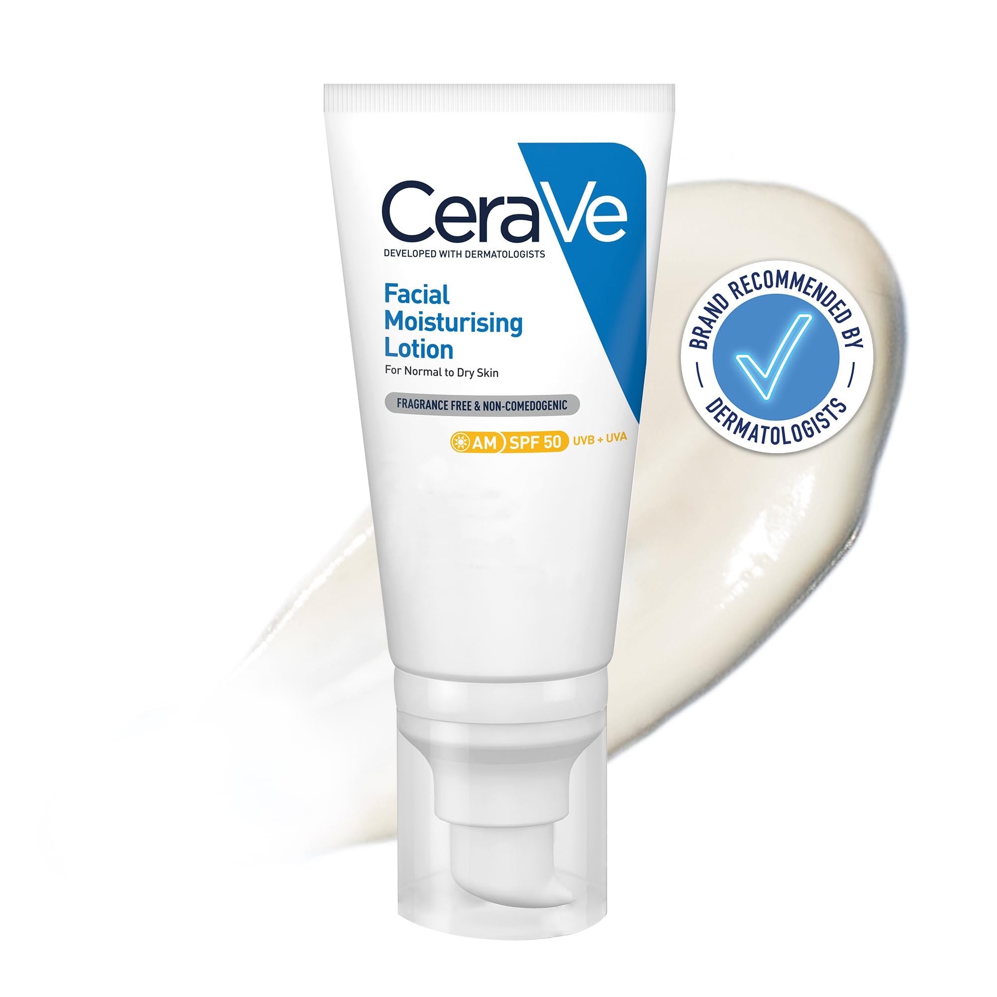 CeraVe AM Facial Moisturising Lotion SPF 50 for Normal to Dry Skin - 52ml