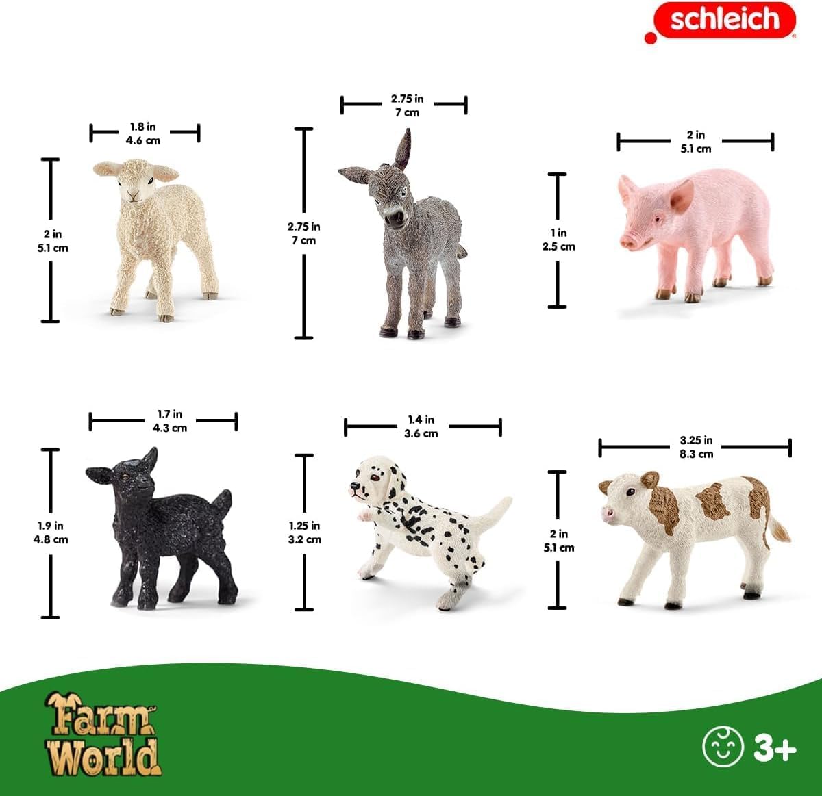 SCHLEICH Farm World - 6-Piece Baby Farm Animal Playset with Puppy, Lamb, Goat, Pig, Donkey Foal & Calf 15