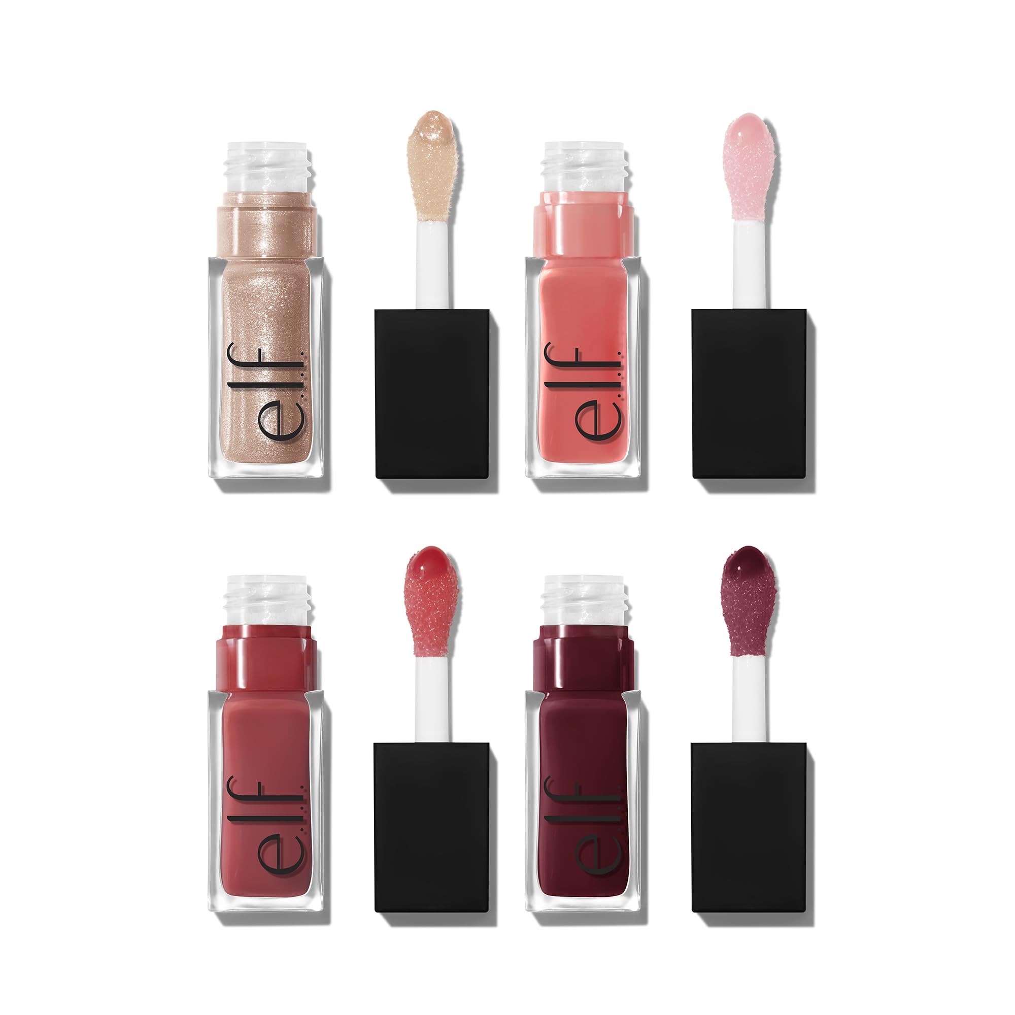 e.l.f. Glow Reviver Quad Goals Lip Oil Kit (4 Shades: Pink Quartz, Rose Envy, Jam Session, Crystal Baller)