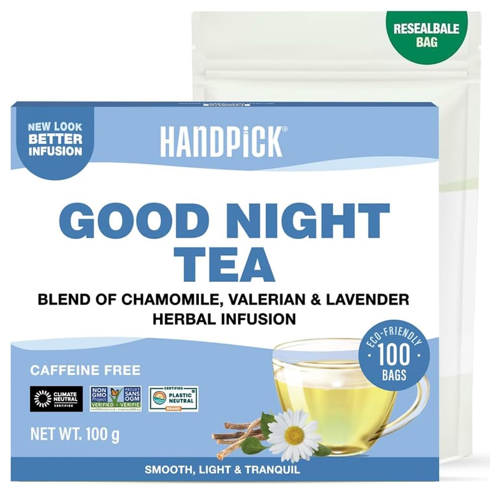 HANDPICK Good Night Tea Bags - Sleep & Relaxation Herbal Tea | 100 Count Caffeine Free 1
