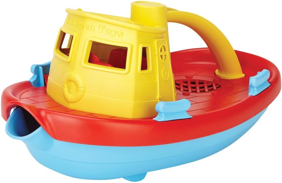 Green Toys Tugboat - Recycled Plastic Bath & Water Toy for Kids 6+ Months