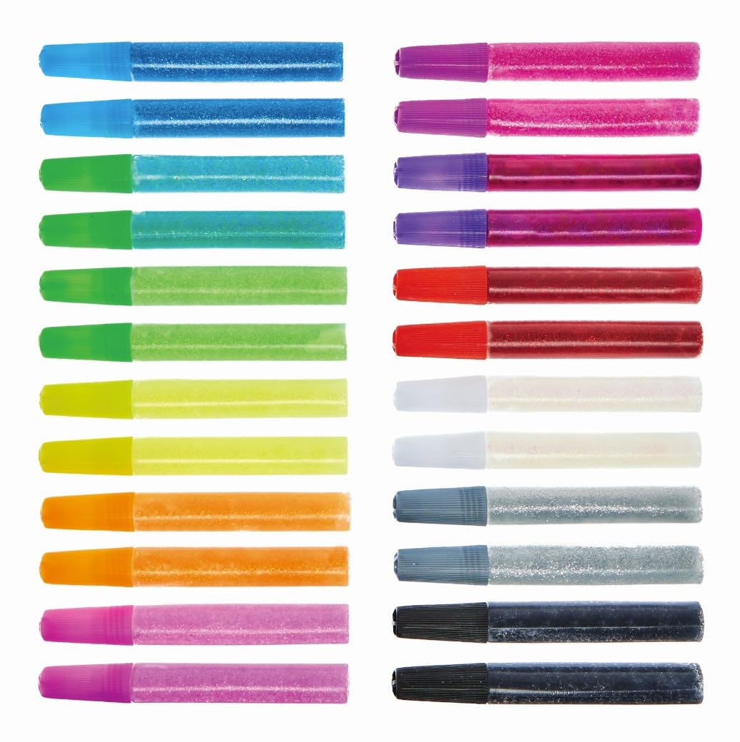 Baker Ross Glitter Glue Pens - Arts & Crafts Supplies for Kids (Pack of 24)