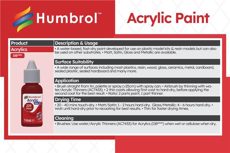 Humbrol No.34 White - Matt Acrylic Paint 14ml DB0034